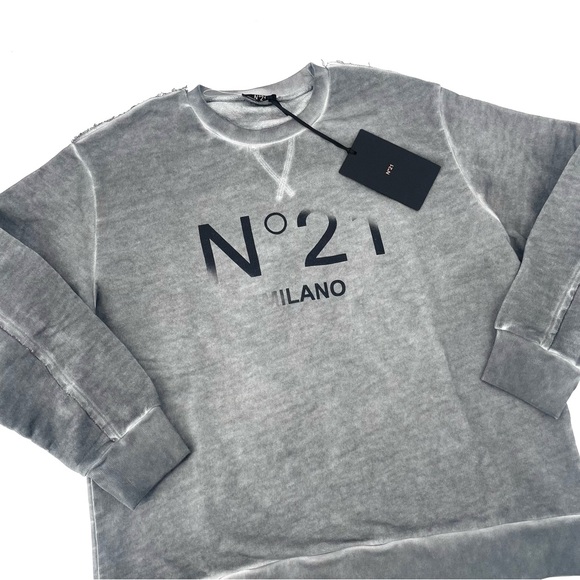 Nº21 NEW Kids logo-print Cotton Long Sleeve Crewneck Pullover Sweatshirt - Picture 2 of 6